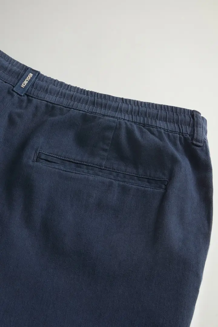 uomo Pantaloni Milton in misto cotone e lino tinti in capo Blu Melton Blue miniatura 2