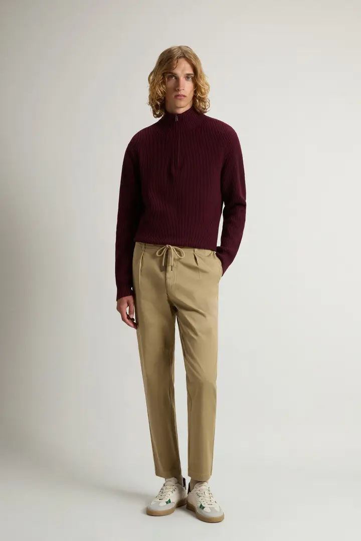 Uomo Pantaloni Milton in twill di cotone elasticizzato Beige White Pepper