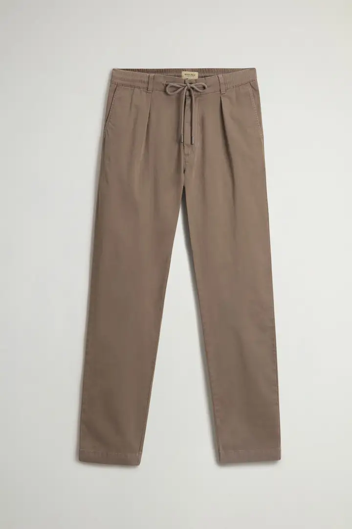 Uomo Pantaloni Milton in twill di cotone elasticizzato Marrone Falcon miniatura 2