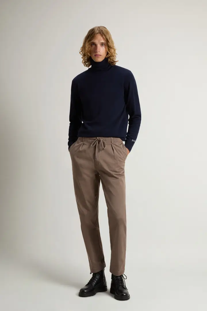 Uomo Pantaloni Milton in twill di cotone elasticizzato Marrone Falcon