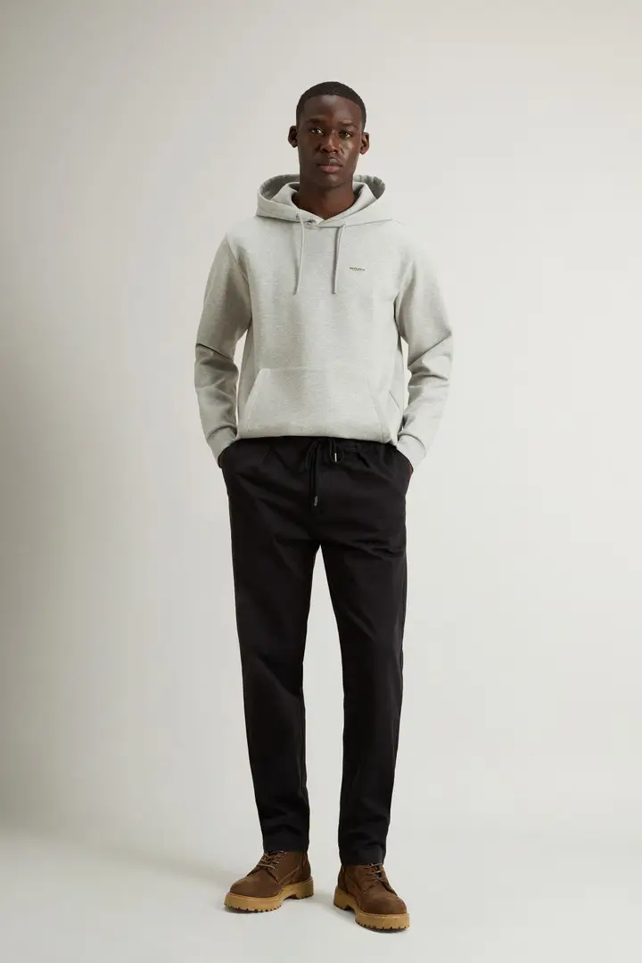 Uomo Pantaloni Milton in twill di cotone elasticizzato Nero Black