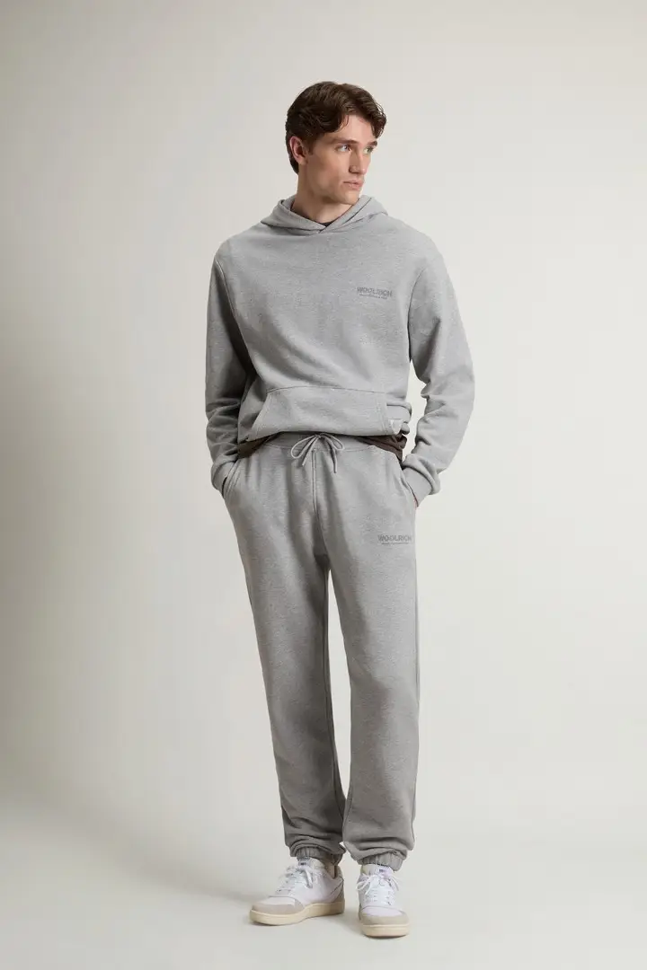uomo Pantaloni sportivi in puro cotone Grigio Medium Grey Melange