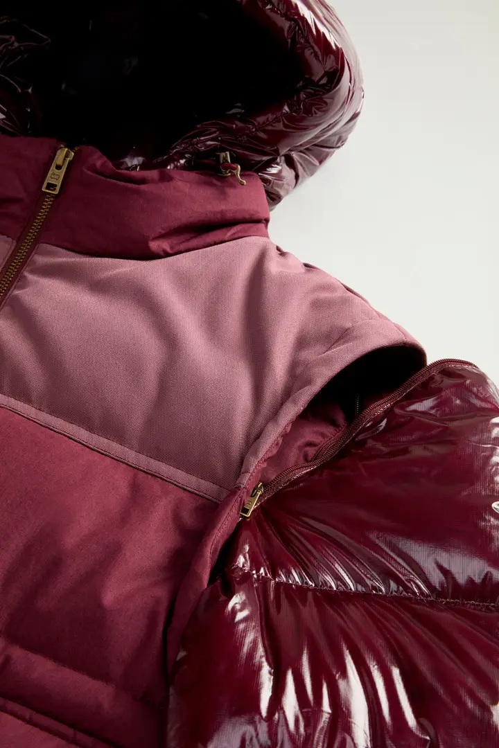 Uomo Piumino ibrido con maniche e cappuccio rimovibili Rosso Wine miniatura 2