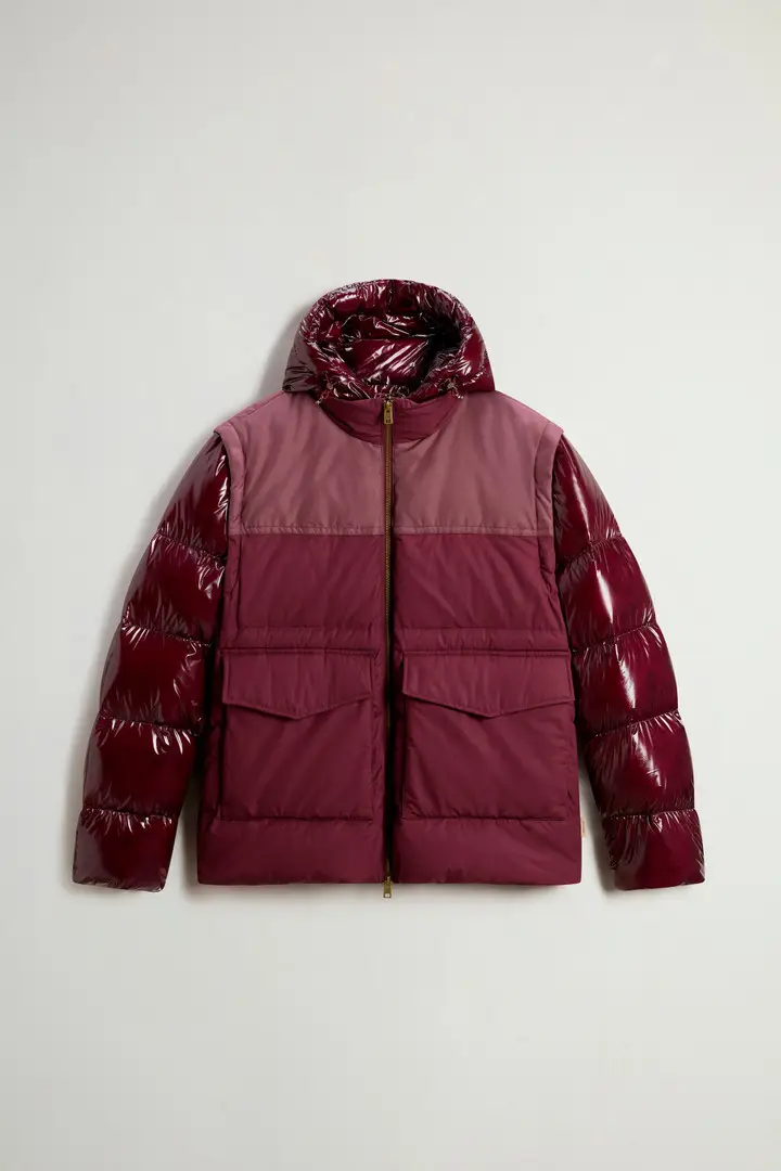 Uomo Piumino ibrido con maniche e cappuccio rimovibili Rosso Wine