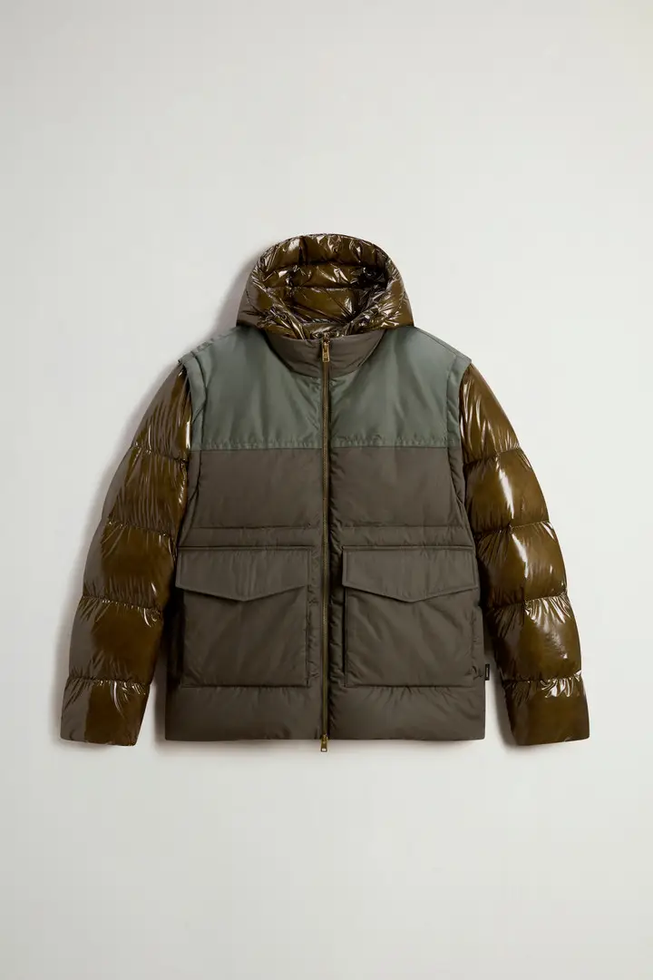 Uomo Piumino ibrido con maniche e cappuccio rimovibili Verde Flint Olive