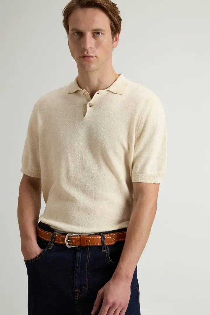 Woolrich Polo Uomo Beige 4322214 miniatura 3