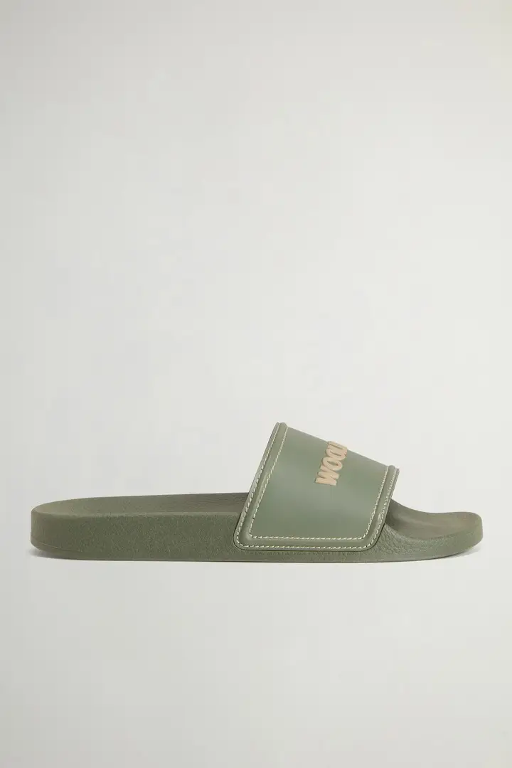 uomo Sandali Slide con logo Verde Olive