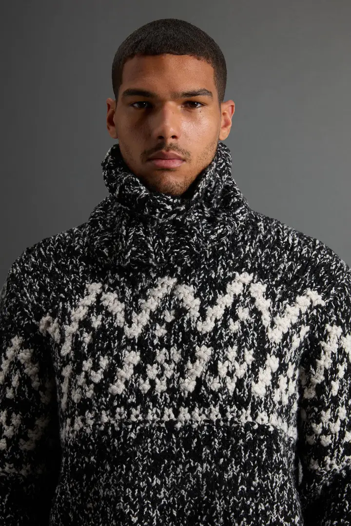 uomo Scaldacollo in misto lana italiana by Todd Snyder Multicolore Black White miniatura 3