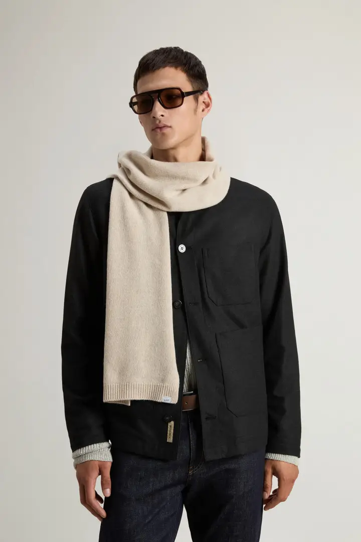 Uomo Sciarpa in misto lana Bianco Milky Cream miniatura 3