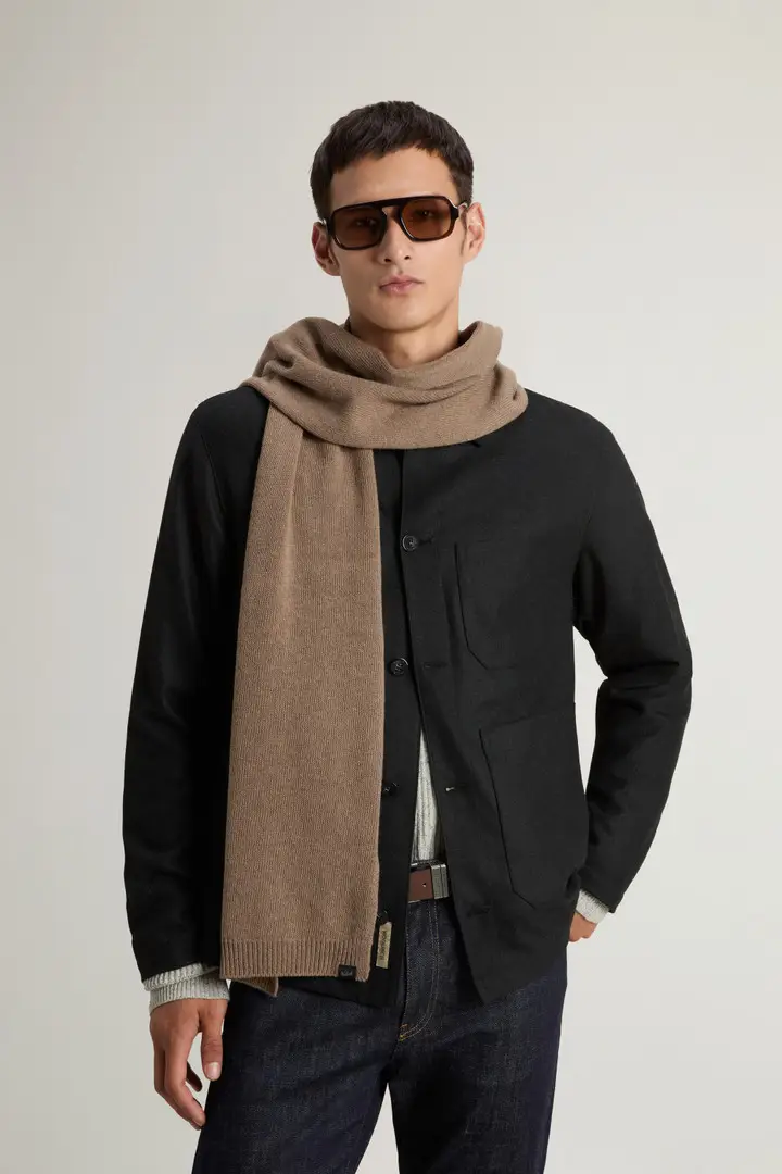 Uomo Sciarpa in misto lana Marrone Falcon miniatura 3