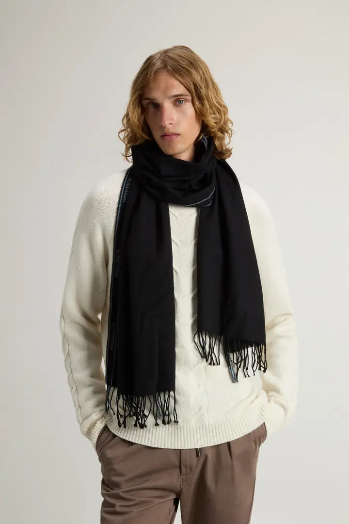 Uomo Sciarpa in misto lana vergine Nero Black miniatura 3