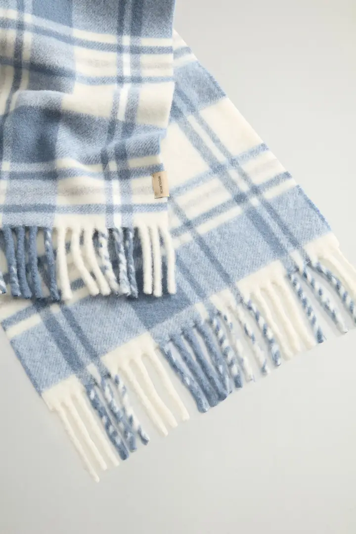 Uomo Sciarpa in pura lana con motivo a quadri Blu Marine Check miniatura 2