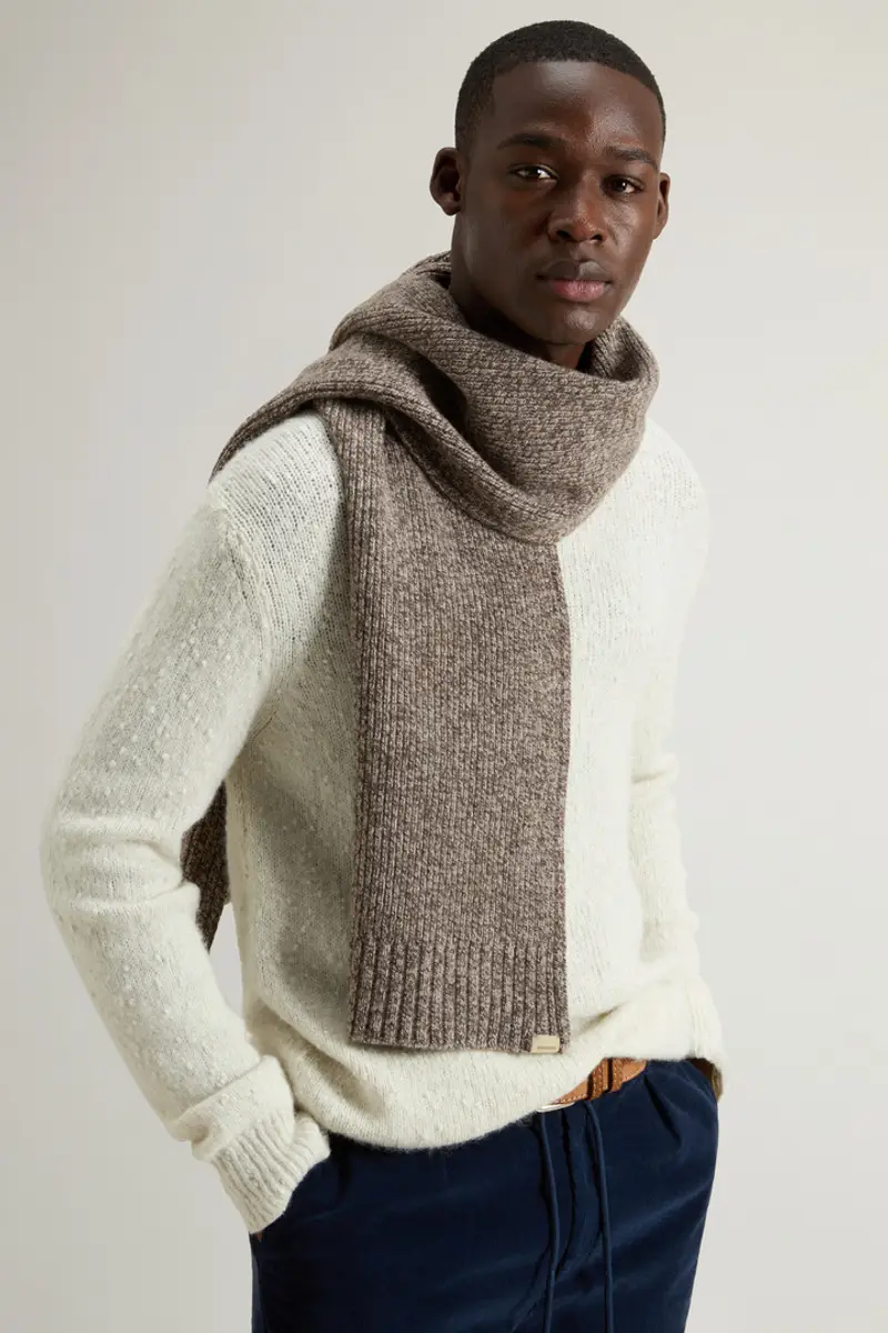 Uomo Sciarpa in pura lana mouliné Marrone Falcon miniatura 3