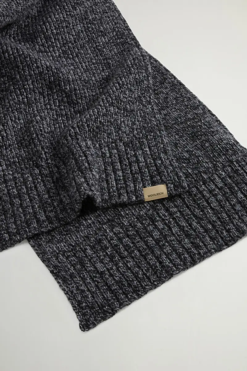 Uomo Sciarpa in pura lana mouliné Nero Graphite miniatura 2