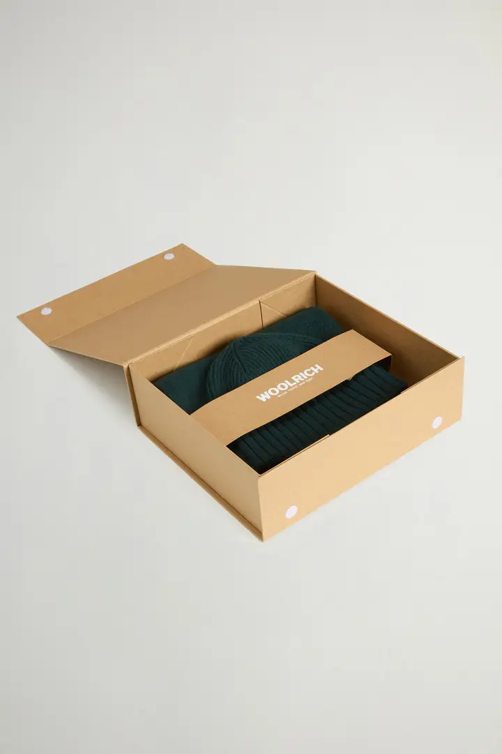 Uomo Set regalo con berretto e sciarpa in misto lana Verde Dark Holly Green miniatura 2