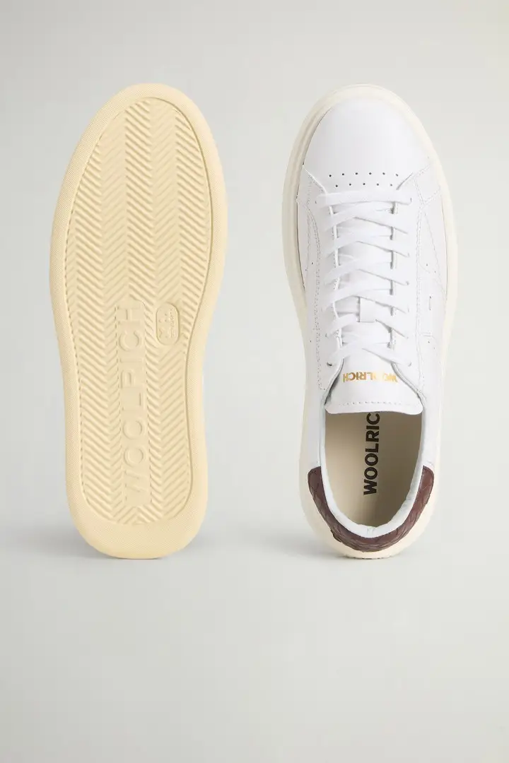 uomo Sneakers Arrow in pelle di vitello Bianco Whie Dark Brown miniatura 3