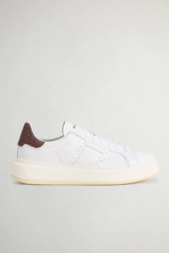 uomo Sneakers Arrow in pelle di vitello Bianco Whie Dark Brown