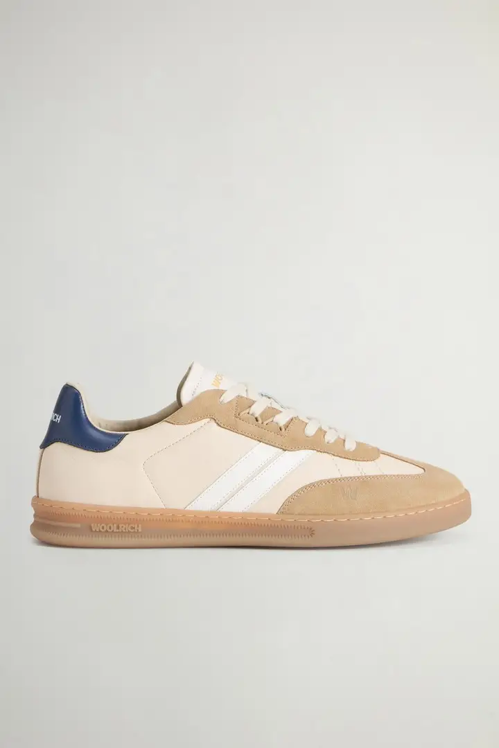 uomo Sneakers Doubleu Tennis in pelle con dettagli in camoscio Beige Beige Whipped Cream
