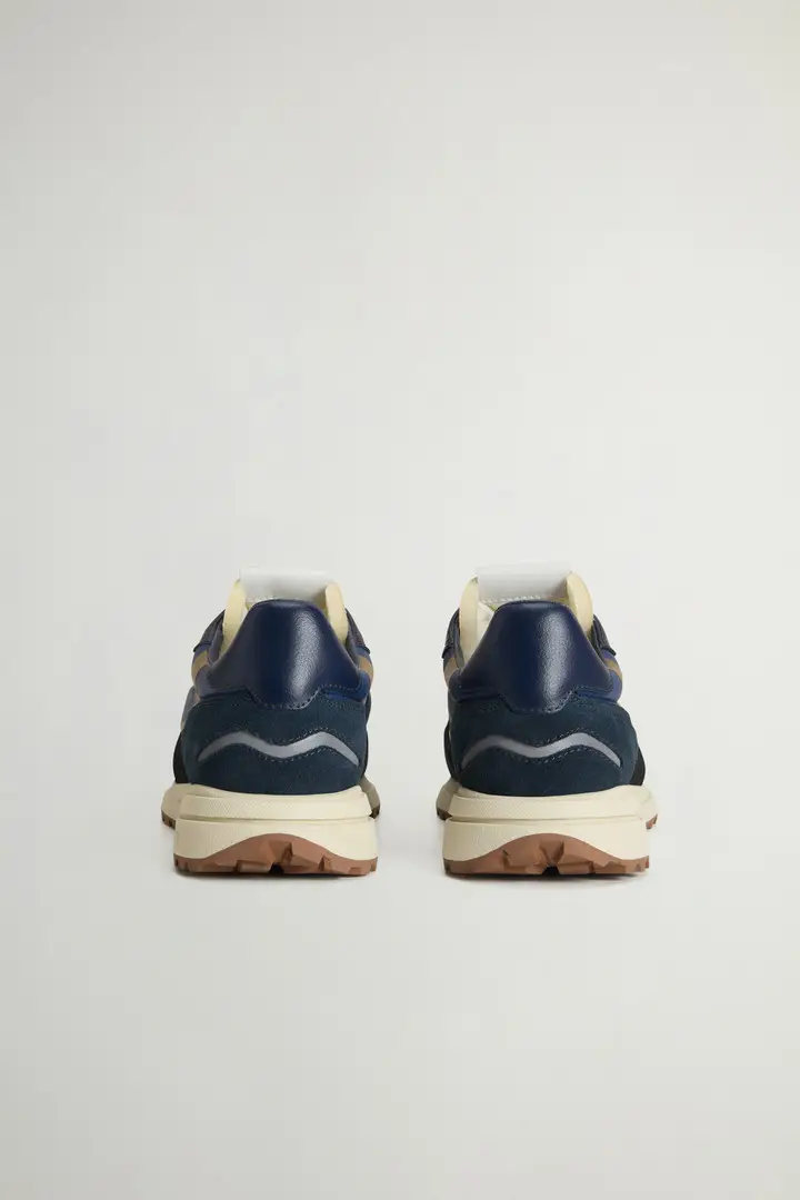 Uomo Sneakers Retro in nylon con inserti in pelle Blu Blu Blu miniatura 2