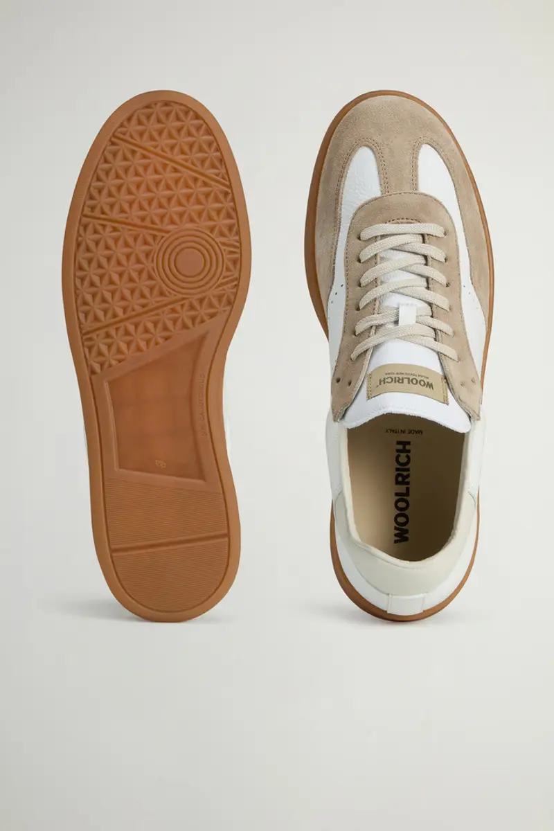 Woolrich Uomo Sneakers Swing Court in pelle bottalata con dettagli in camoscio Bianco Taglia 39 miniatura 3