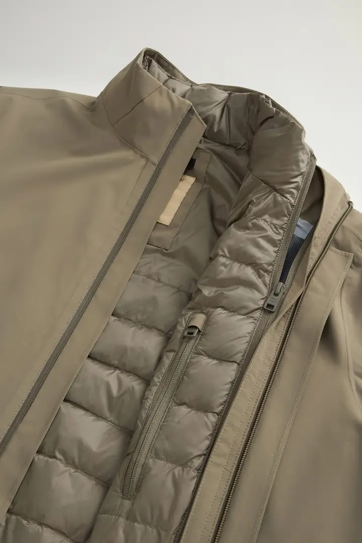 uomo Soprabito 2 in 1 in tessuto a due strati Verde Smokey Olive miniatura 2