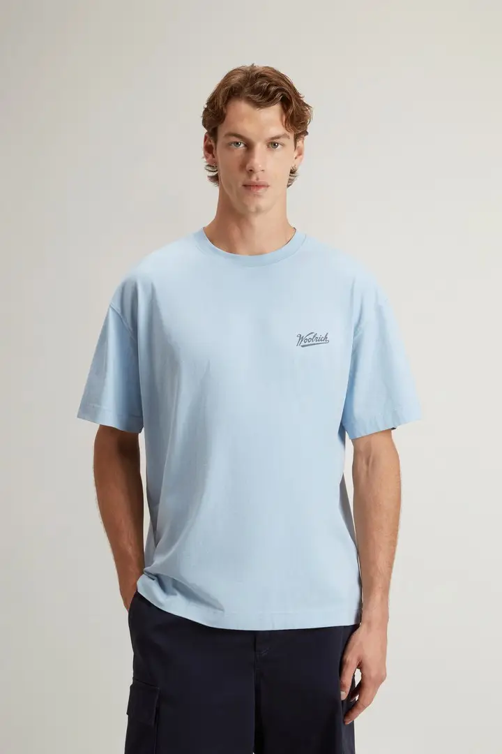 uomo T-shirt in puro cotone con logo Blu Flask