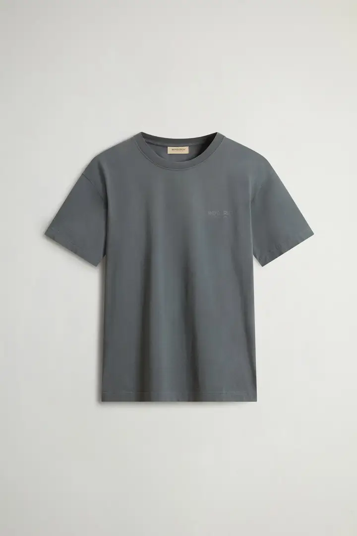 uomo T-shirt in puro cotone con logo Grigio Grey Shadow