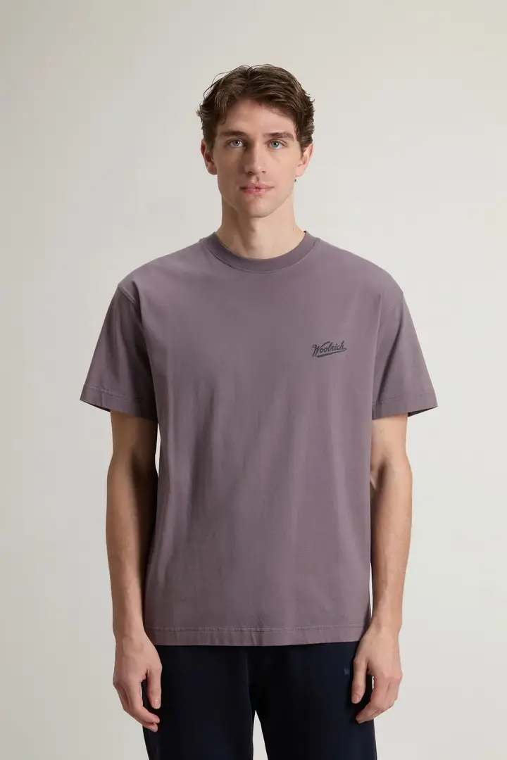 uomo T-shirt in puro cotone con logo Lilla Shark