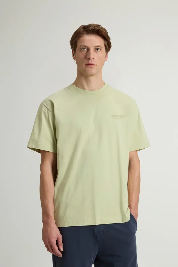 uomo T-shirt in puro cotone con logo Verde Lint