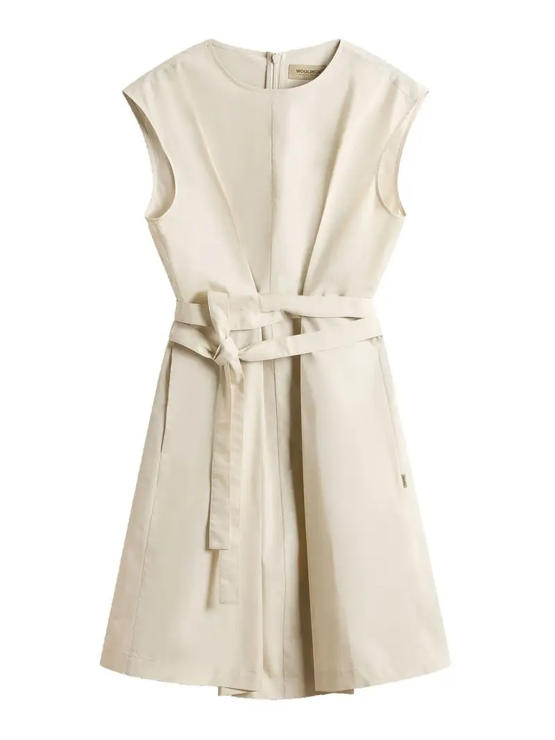 Vestito in cotone con cintura Beige