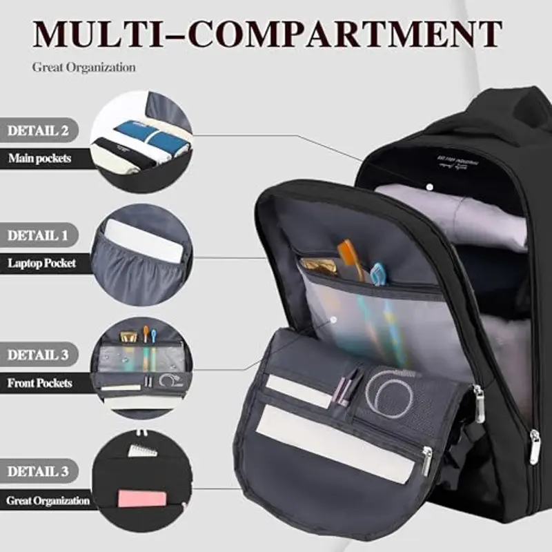 WOUIYO Zaino da viaggio Nero 1572409 miniatura 3