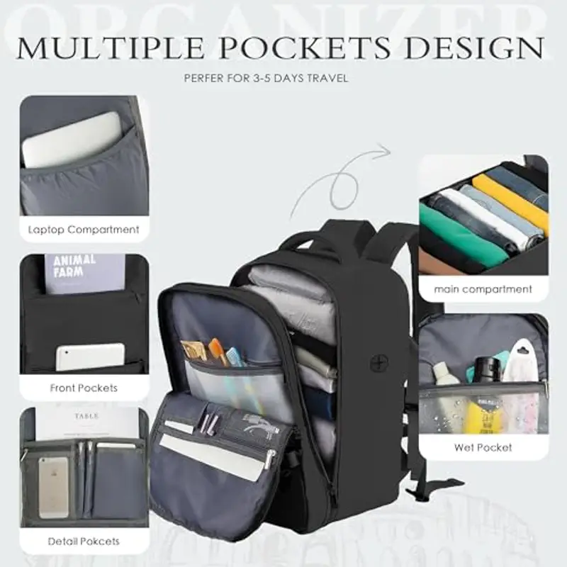 WOUIYO Zaino da viaggio Nero 952886 miniatura 3