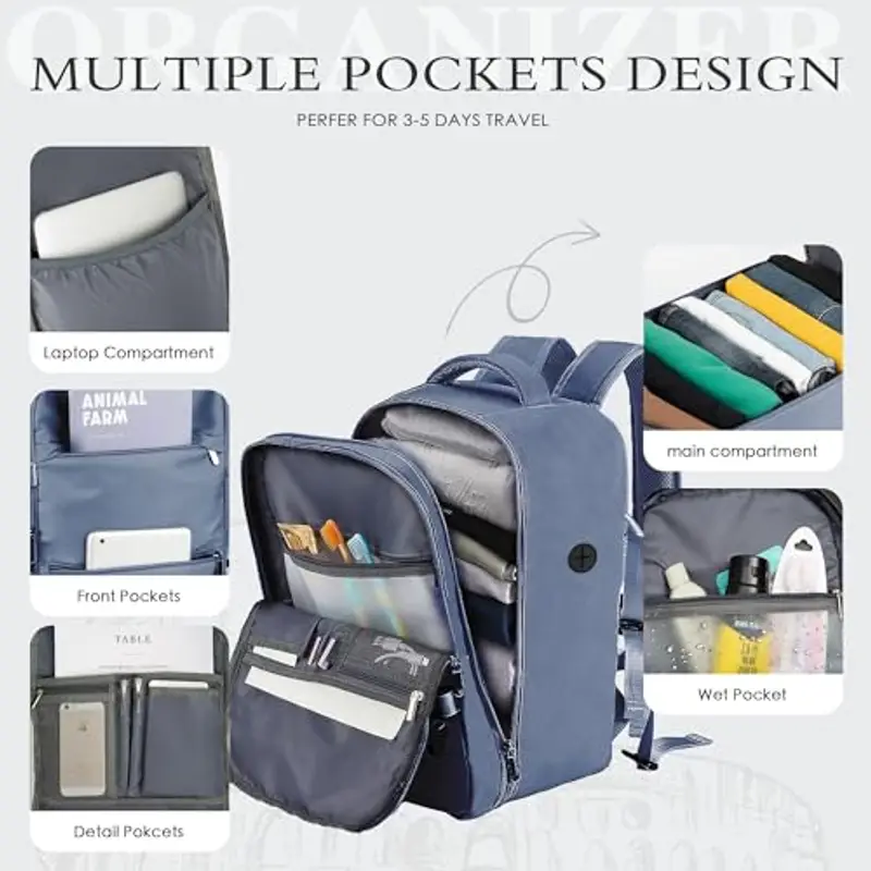 WOUIYO Zaino da viaggio Blu 1917958 miniatura 3