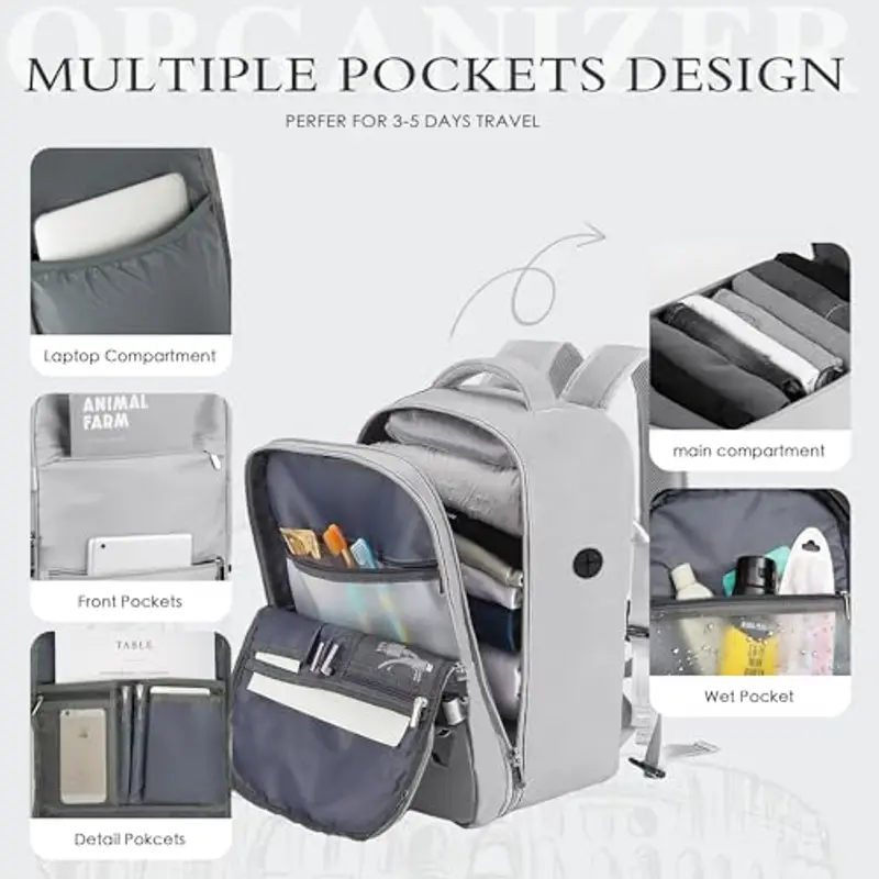 WOUIYO Zaino da viaggio Grigio 1917967 miniatura 3