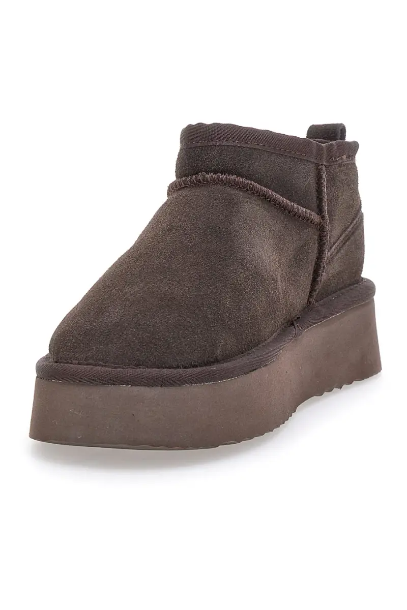 Stivaletti Flatform Testa di Moro in Vera Pelle Scamosciata con Pelo Pittarello Wow 3547 [TESTA DI MORO] miniatura 3