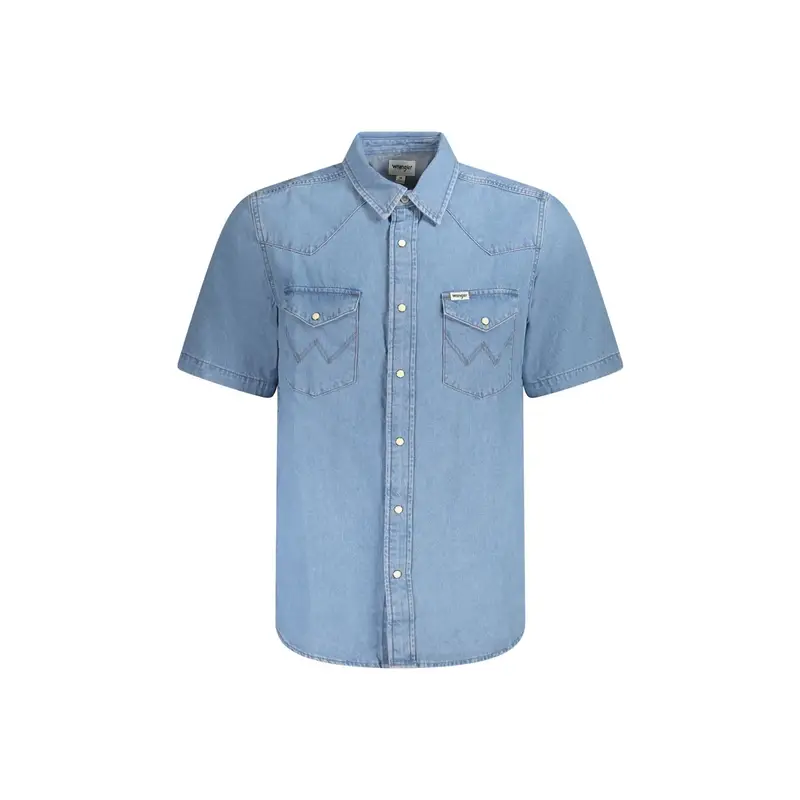 Wrangler Maglia Uomo Azzurra in Cotone con 2 Taschini