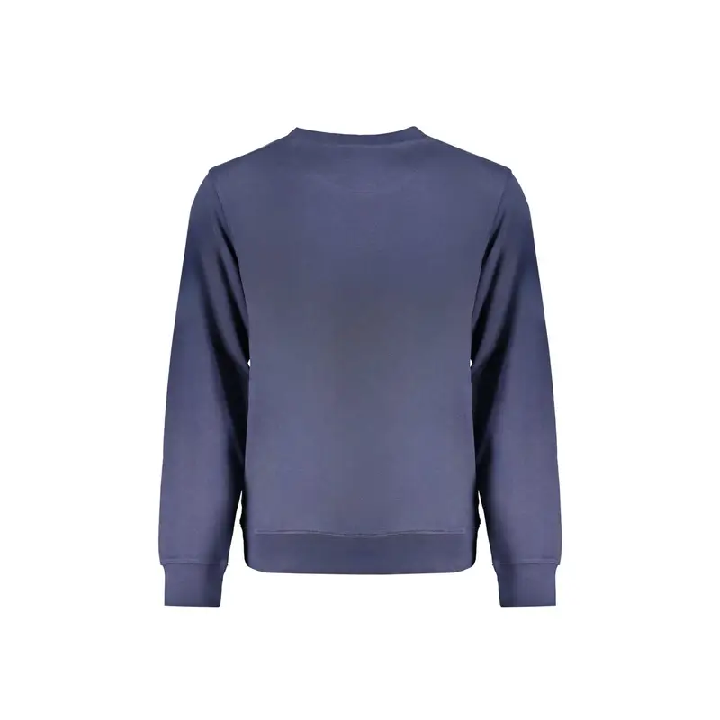 Felpa Uomo Blu Girocollo Garzata Stampa Logo miniatura 2