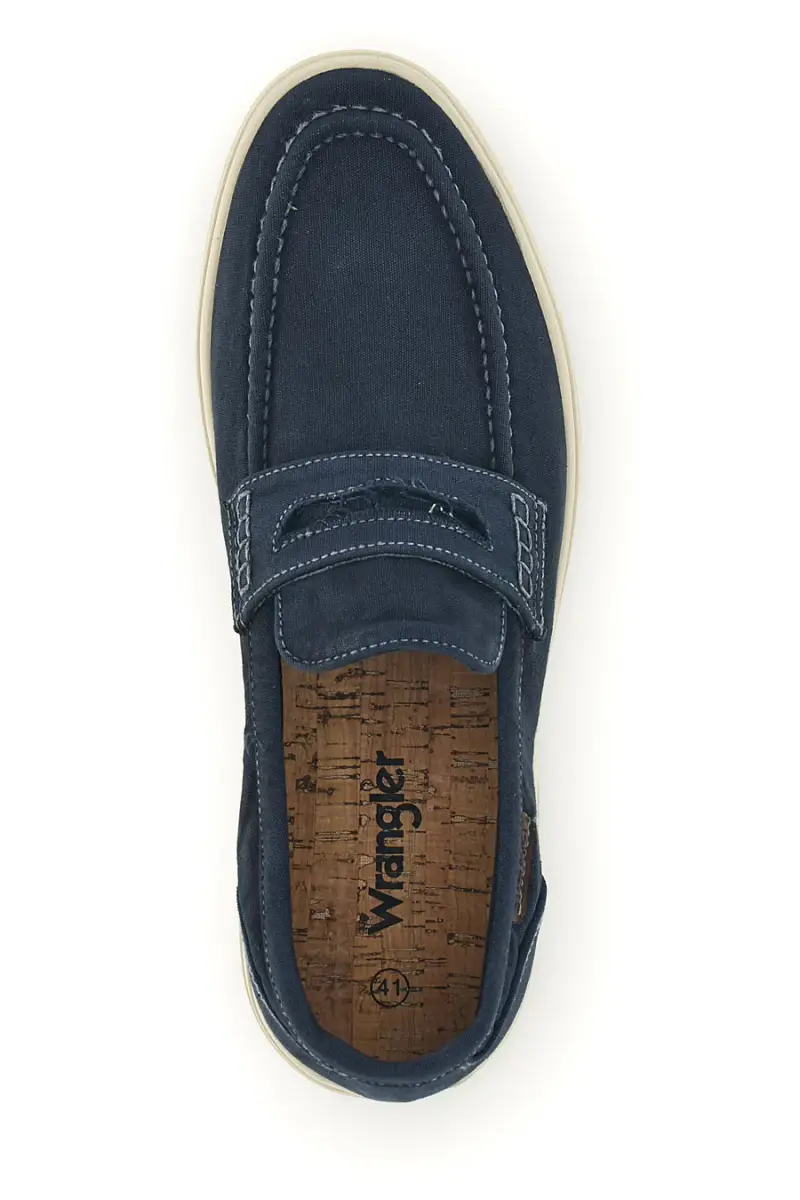Mocassini blu in tessuto Wrangler 2026103527F [DARK DENIM] miniatura 3