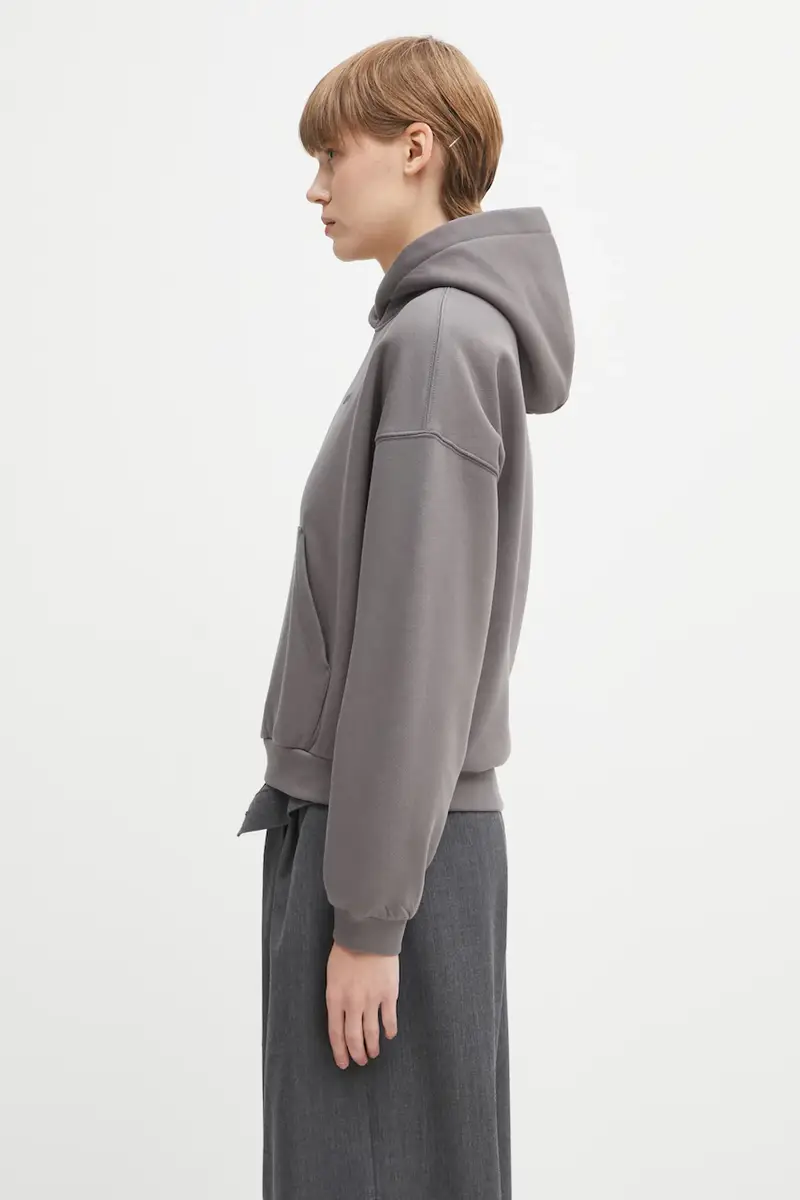 felpa Dara donna colore grigio con cappuccio con applicazione W2025TT.3087 miniatura 2