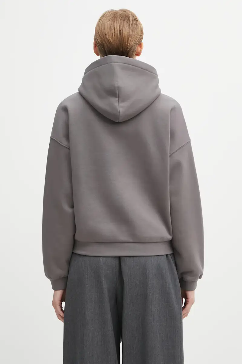 felpa Dara donna colore grigio con cappuccio con applicazione W2025TT.3087 miniatura 3