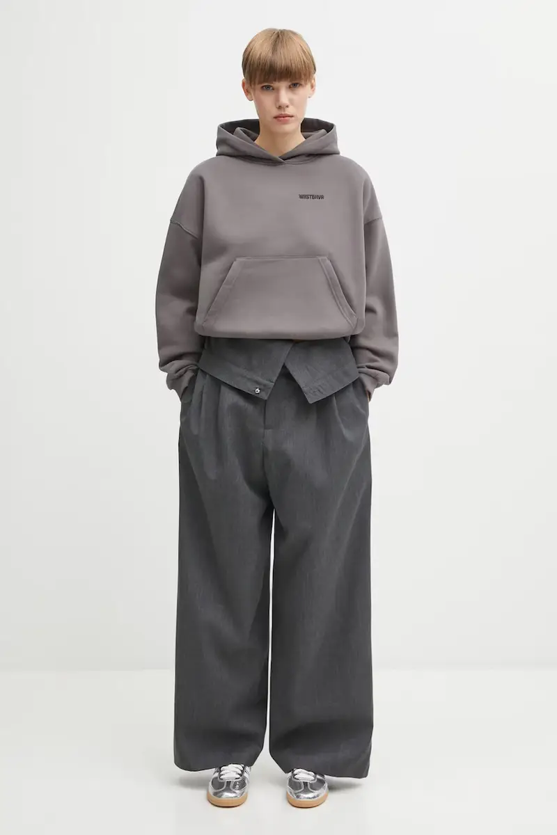 felpa Dara donna colore grigio con cappuccio con applicazione W2025TT.3087 miniatura 4