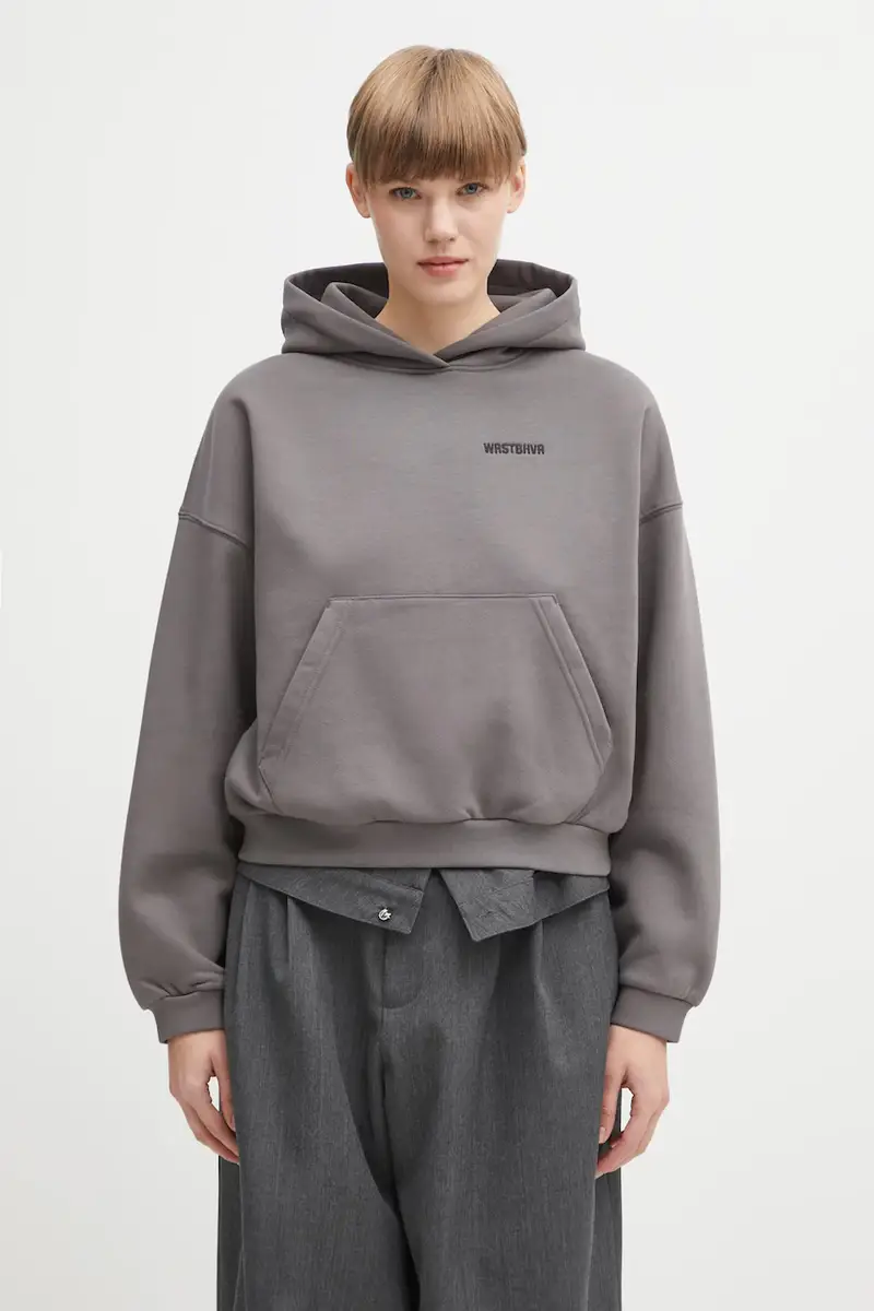 felpa Dara donna colore grigio con cappuccio con applicazione W2025TT.3087