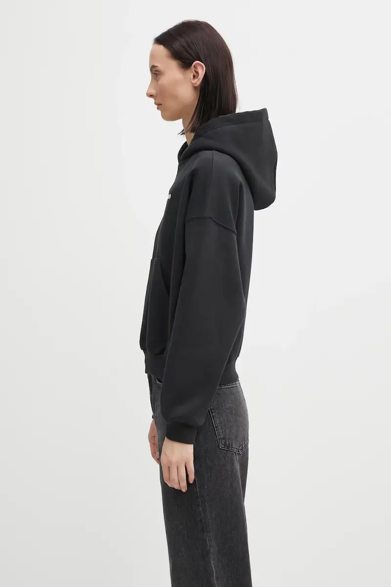 felpa Dara donna colore nero con cappuccio con applicazione W2025TT.3087 miniatura 2