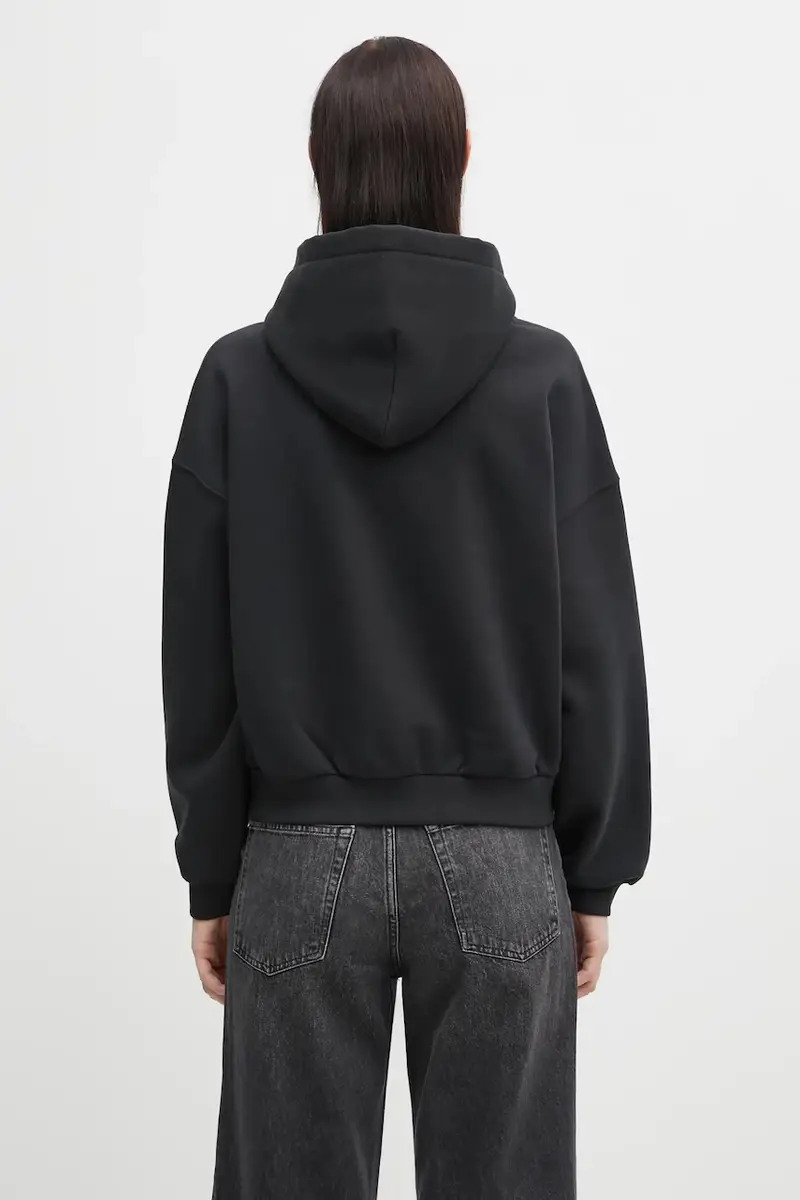 felpa Dara donna colore nero con cappuccio con applicazione W2025TT.3087 miniatura 3
