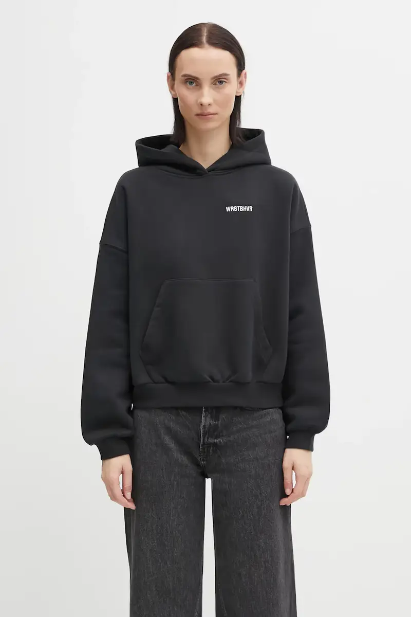 felpa Dara donna colore nero con cappuccio con applicazione W2025TT.3087