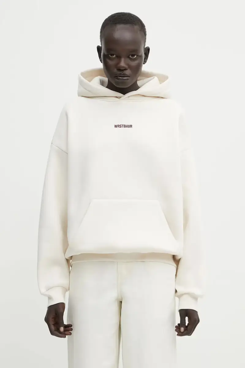 felpa Garm donna colore beige con cappuccio con applicazione U2025TT.3055 miniatura 3