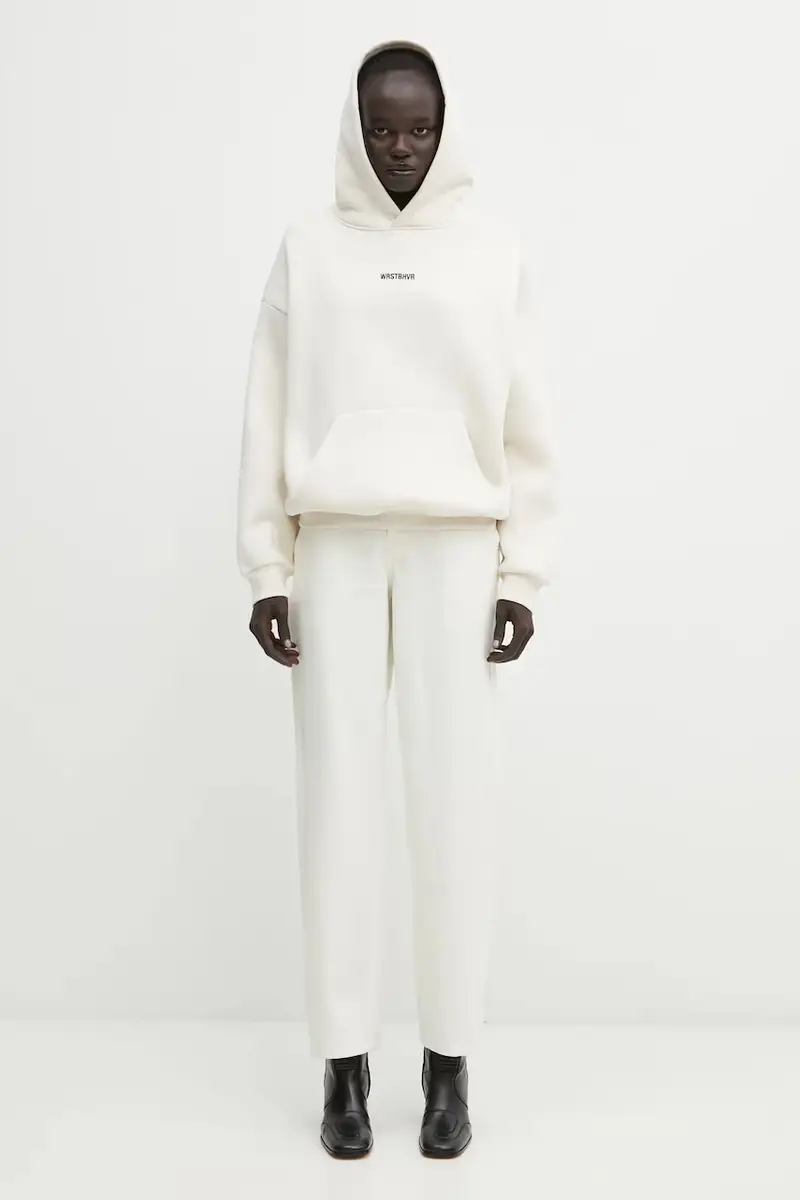 felpa Garm donna colore beige con cappuccio con applicazione U2025TT.3055 miniatura 5