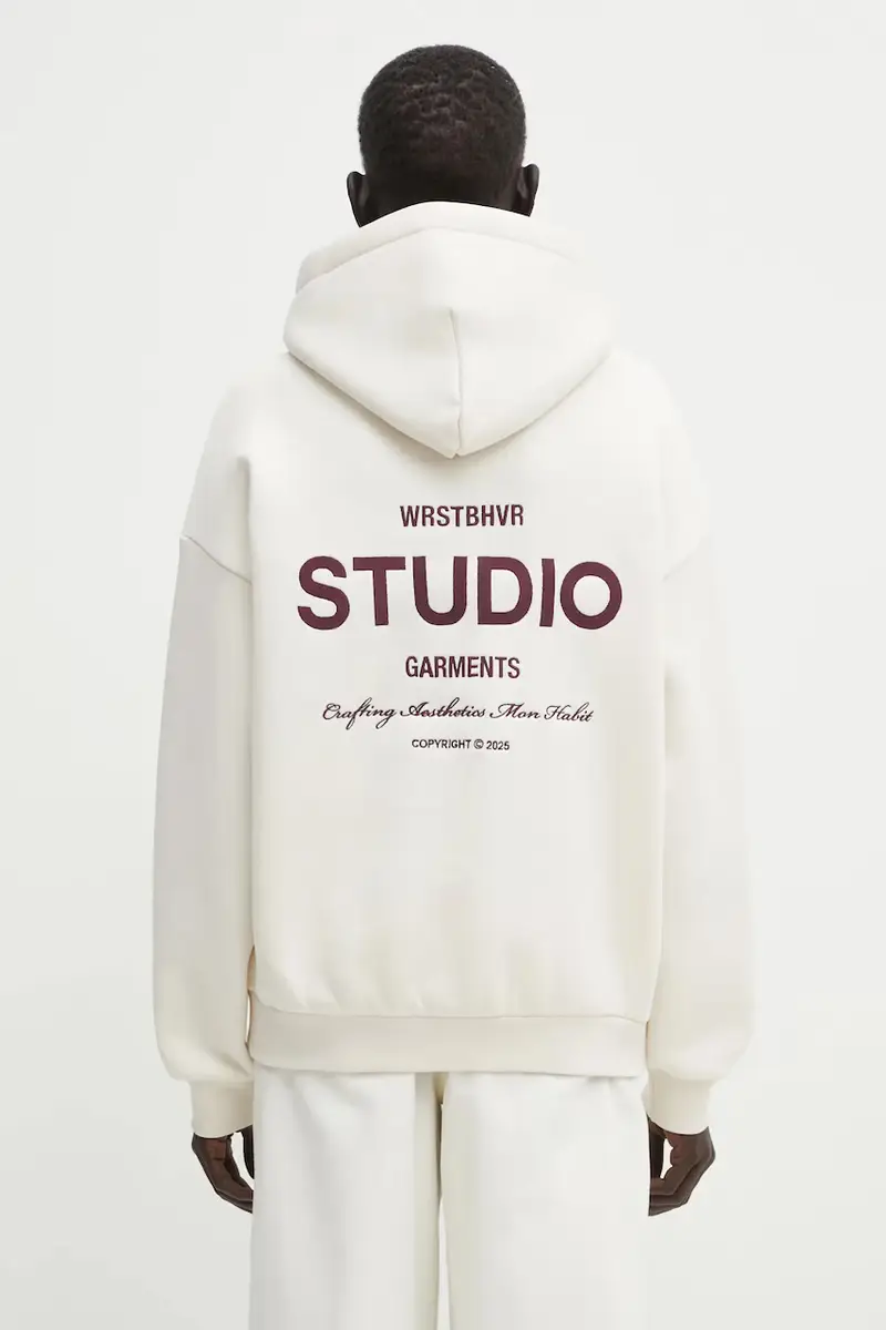 felpa Garm donna colore beige con cappuccio con applicazione U2025TT.3055