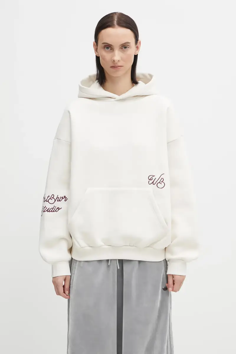 felpa Gustaf donna colore beige con cappuccio con applicazione U2025TT.3067 miniatura 3