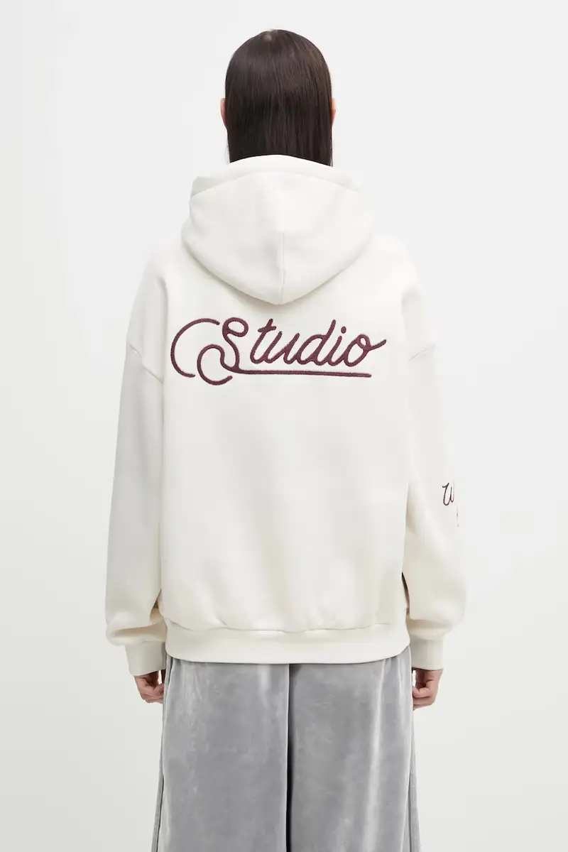 felpa Gustaf donna colore beige con cappuccio con applicazione U2025TT.3067